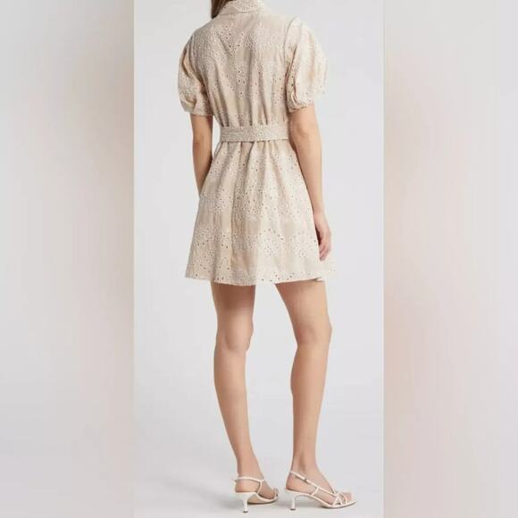NWT Sam Edelman Embroidered Eyelet Lace Mini Dress Puff Sleeve Size 16 READ! - Picture 5 of 13